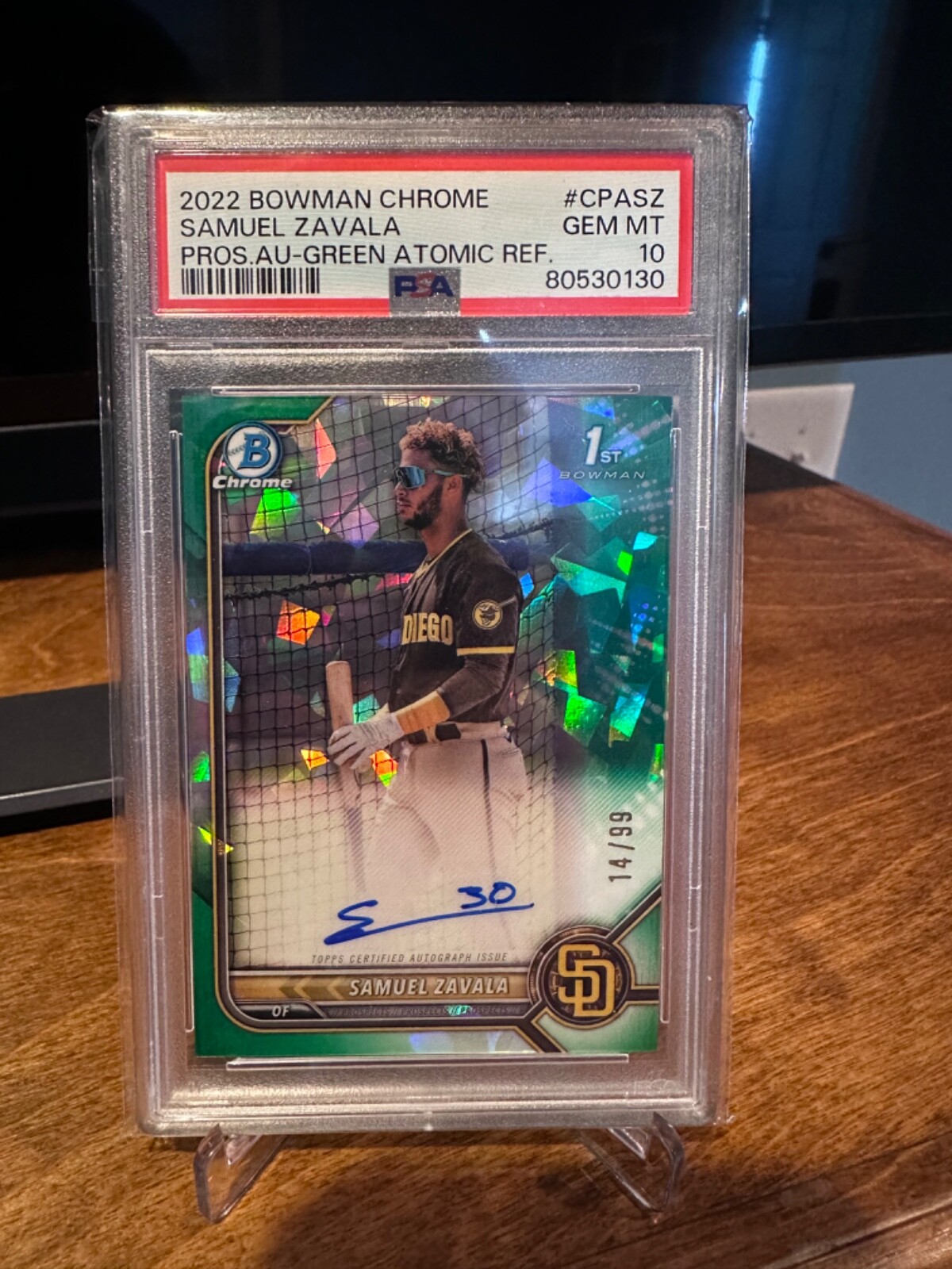 2022 Bowman Chrome 1st Samuel Zavala Green Atomic Refractor Auto /99 PSA 10 RC