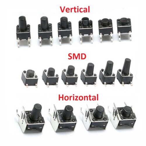 Momentary Tactile Push Button Switch Vertical/SMD/Horizontal Mini PCB Mounted - Photo 1/10