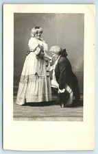 Postcard Studio Portrait Man & Woman (reverse roles) Funny Humor RPPC B199