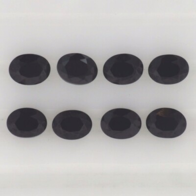 BLACK SAPPHIRE 4 x 3 MM OVAL CUT EARTH MINED AND TREATED 8 PIECE SET F-808