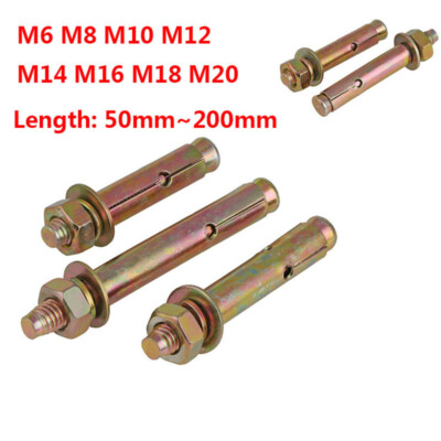 M6 M8 M10 M12 - M20 Sleeve Wall Anchor Zinc Plated Expansion Screw Bolts Fixings