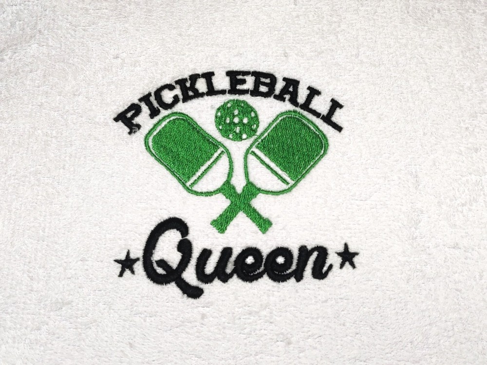PICKLEBALL QUEEN - Sport Towel machine embroidered with silver grommet and hook