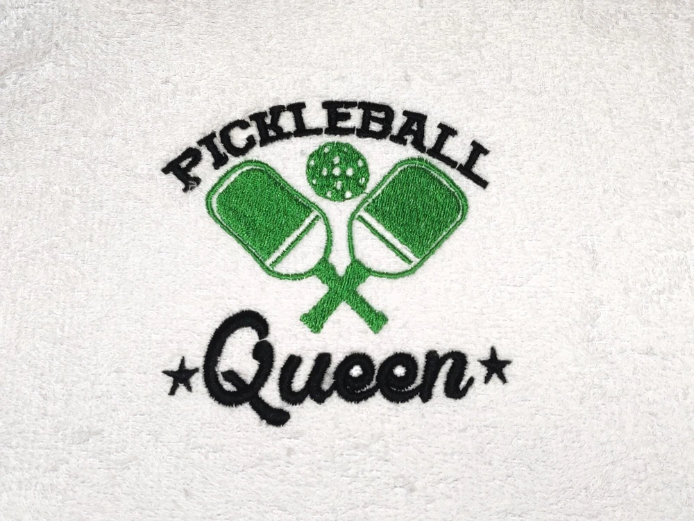 PICKLEBALL QUEEN - Sport Towel machine embroidered with silver grommet and hook