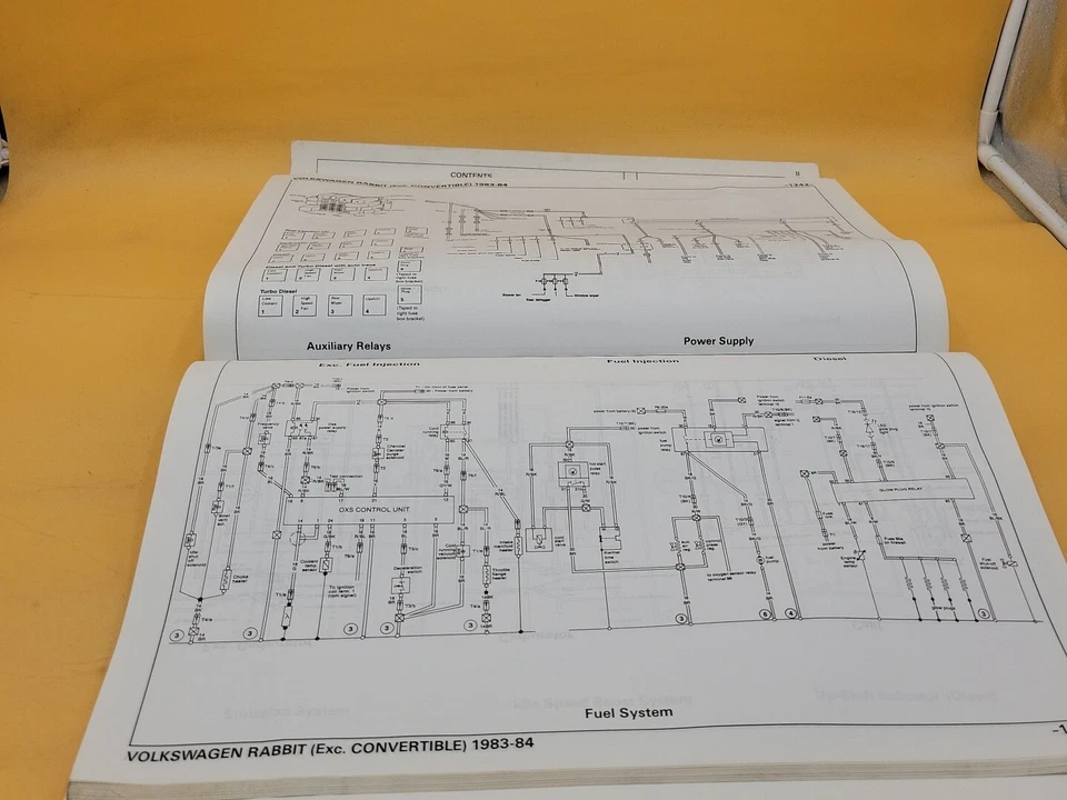 HOJAS GUÍA DIAGRAMAS DE CABLEADO ELÉCTRICO VOLKSWAGEN RABBIT 1983-84 KLM automático  Foto 3 de 4
