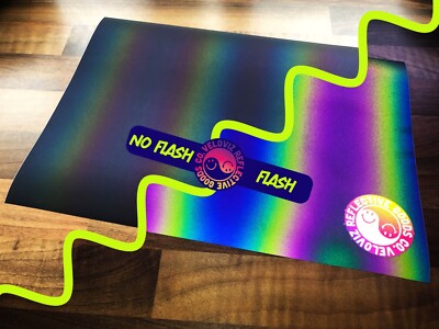 Reflektierender Regenbogen hellschwarz A4 Blatt selbstklebend Motorrad Helm Vinyl