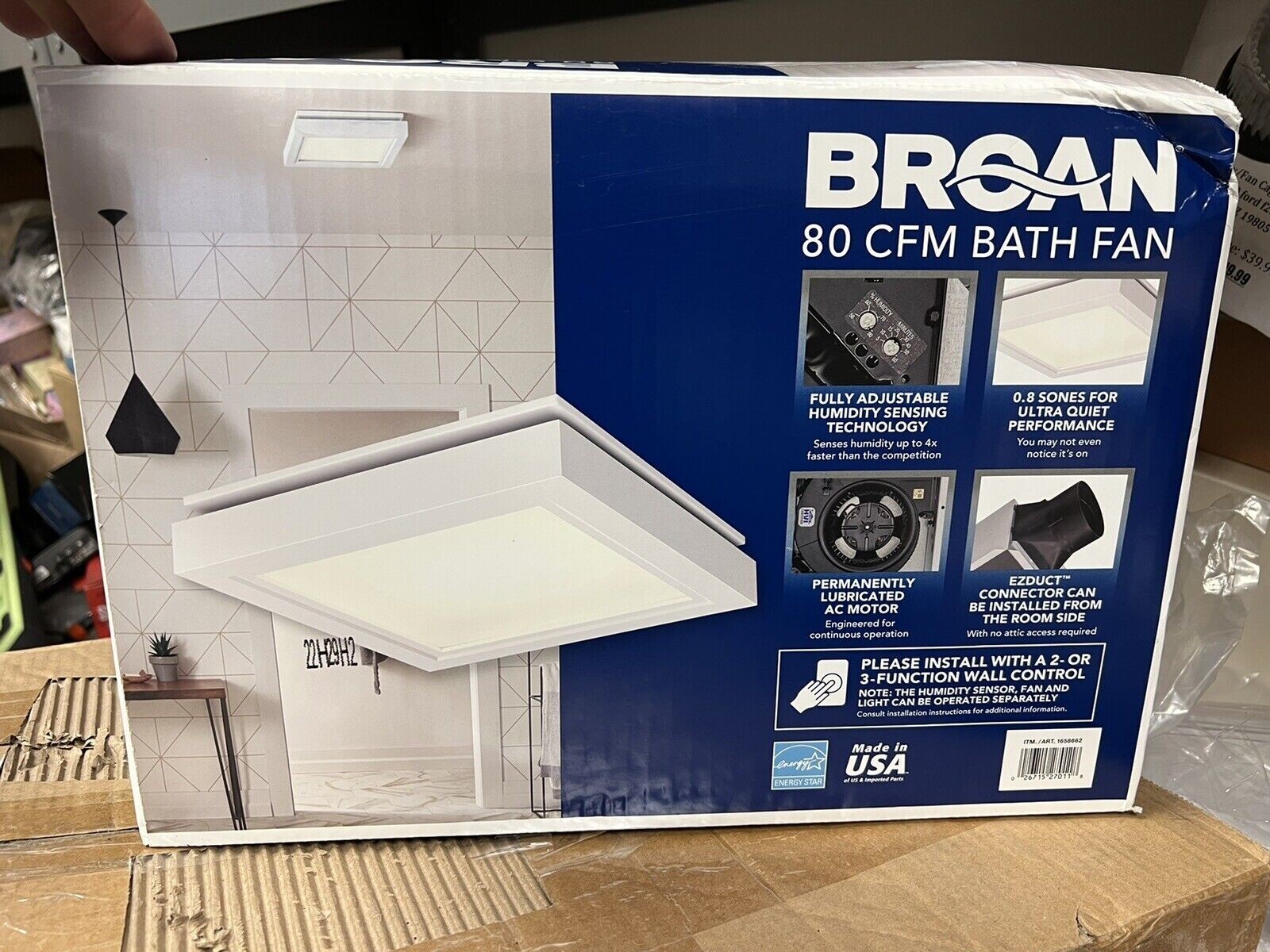 Broan CST80SLW Bathroom Humidity Sensing Ventilation Fan with LED Light -  White | eBay