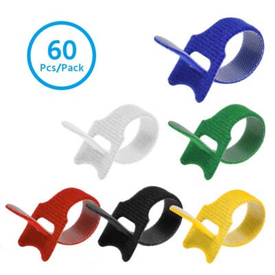 4'' Hook and Loop Wrap Strap 1/2'' Width Assorted colors , 60pc Pack