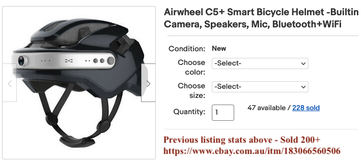 Airwheel C5+ Smart Bicycle Helmet -Builtin Camera, Speakers, Mic,  Bluetooth+WiFi | eBay Australia