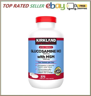 Glucosamine HCl with MSM Joint Support Extra Strength 1500mg, 375 Tablets