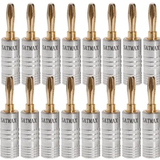 16 pcs Audio Screw Banana Plug 24K Gold Plated Speaker Wire Jack Connector