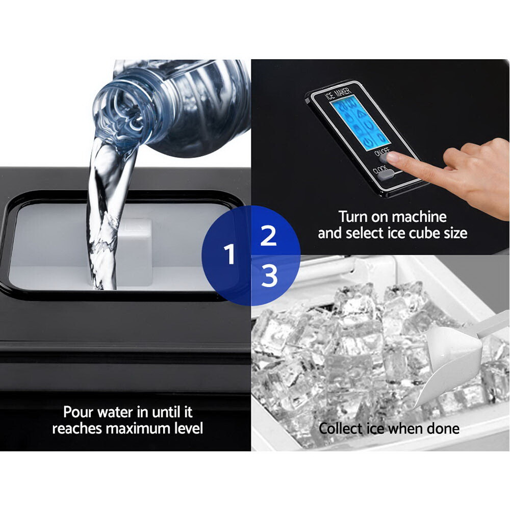 Devanti 3.2L Portable Ice Maker Commercial Ice Cube Machine Stainless