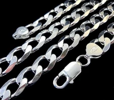 10MM Solid 925 Sterling Silver Italian CUBAN CURB Chain Necklace Made in Italy 