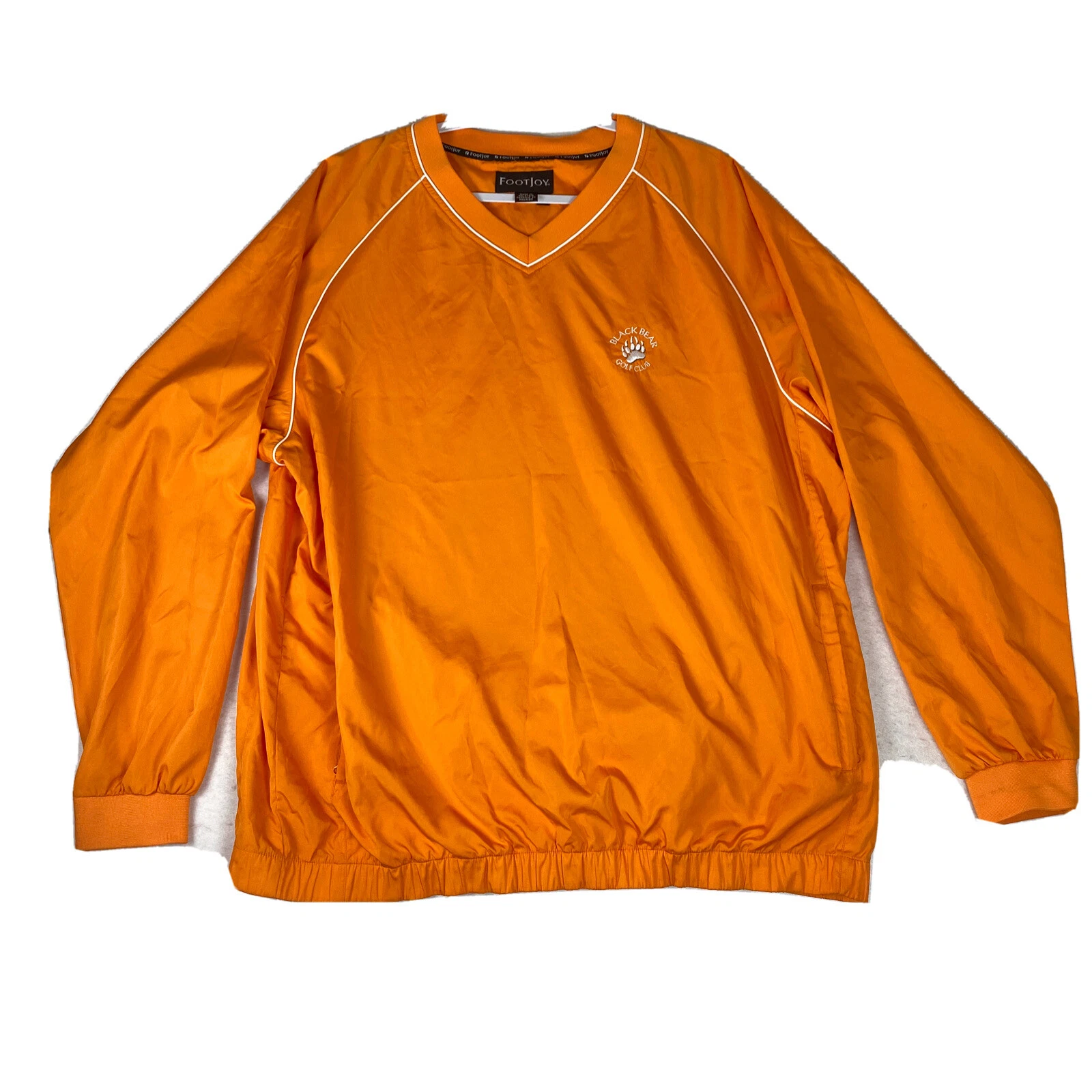 FootJoy Mens Jacket Large Orange Pullover Black Bear Golf Casual Windbreaker EUC