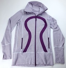 Lululemon Stride Jacket Women Size 6 Full Zip Thumbhole Plum Purple