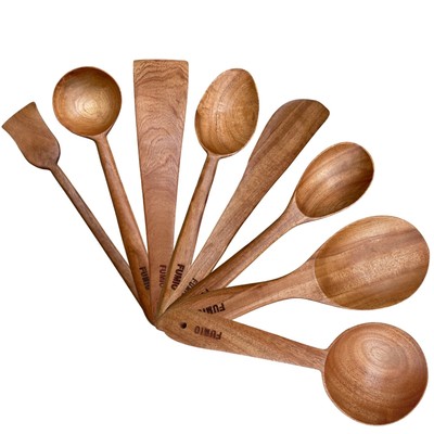 Wooden Kitchen Utensils set 8 PCS Wooden Cooking Spoons and Spatula for Cooking