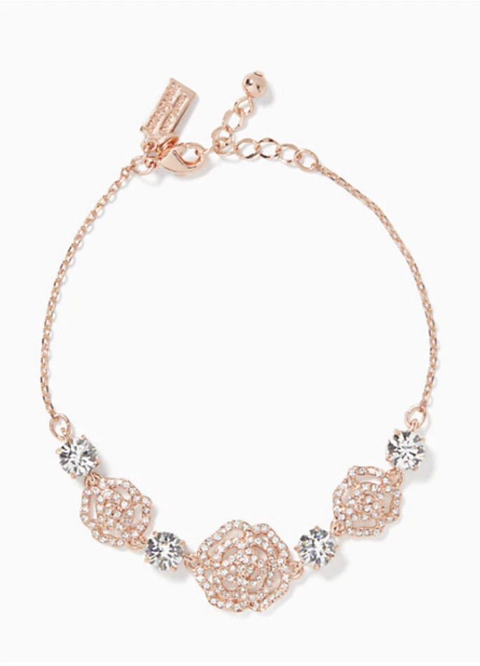 NWT Kate Spade Crystal Rose Bracelet O0RU2462 Clear/Rose Gold (726) | eBay