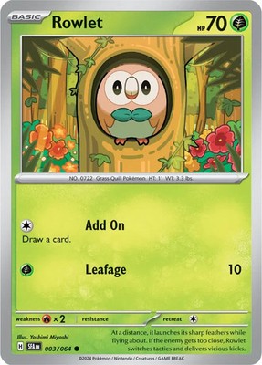Rowlet - C - 003/064 - Pokemon - Shrouded Fable - NM/M - Regular