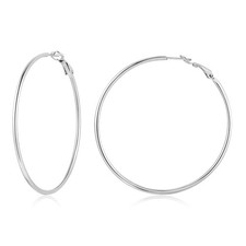 Big Silver Hoop Earrings for Women 60mm Stainless Steel 60mm,
