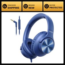 Wired Over-Ear Headphones with Mic, 40mm Drivers, Foldable Design, Adjustable