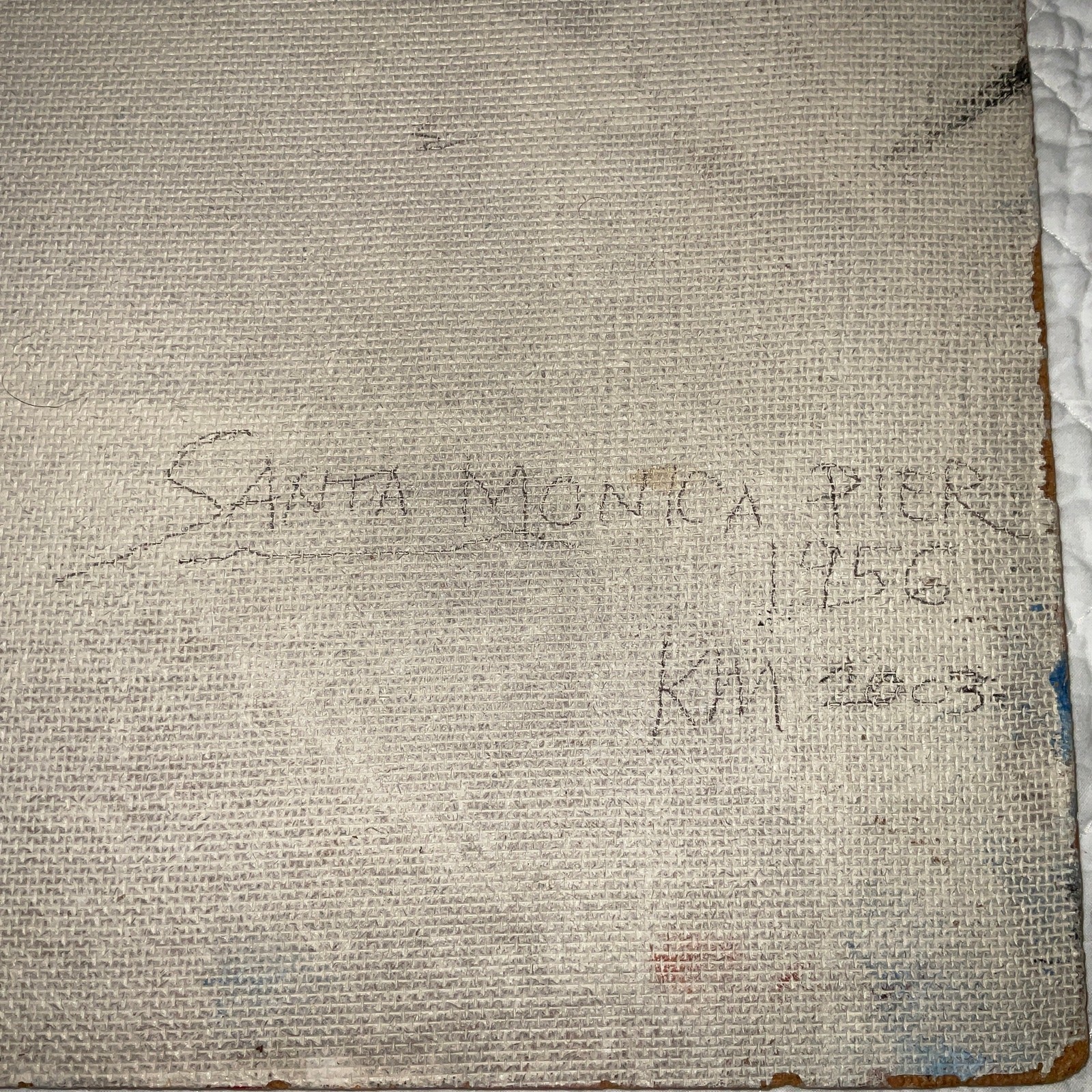 Modernist abstract oil painting camp painted Santa Monica pier