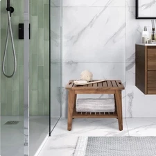 seville teak bench With Storage Shelf