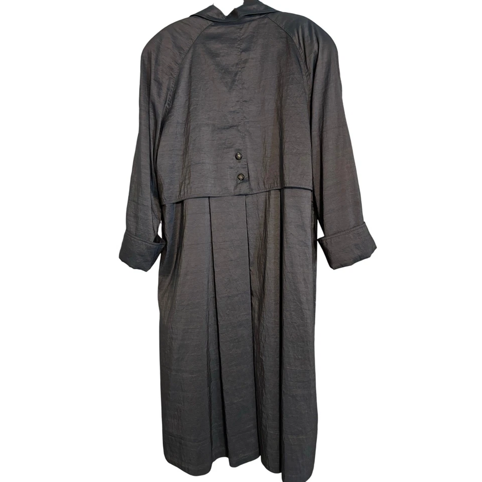 Gabardina Neiman Marcus azul iridiscente/gris con forro de cremallera de cachemira talla 12 Foto 4 de 4