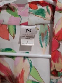 N Natori Robe S Kimono Belted Pockets White Red Pink Green Feminine Sexy Romanti