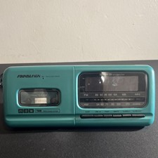 Soundesign AM/FM Clock Radio Cassette Player Triple Wake System Turquoise /Works
