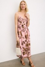 FARM Rio Tropical Pink Laces Midi Dress