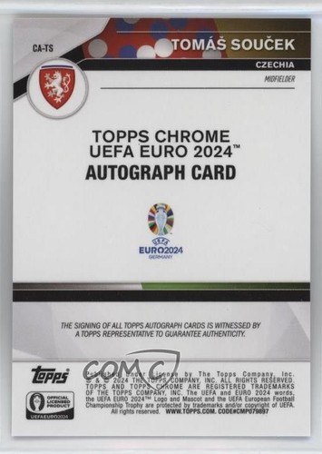 2024 Topps Cromo UEFA Euro Oro Refractor/50 Tomas Soucek Tomás #CA-TS Automático - Imagen 2 de 3