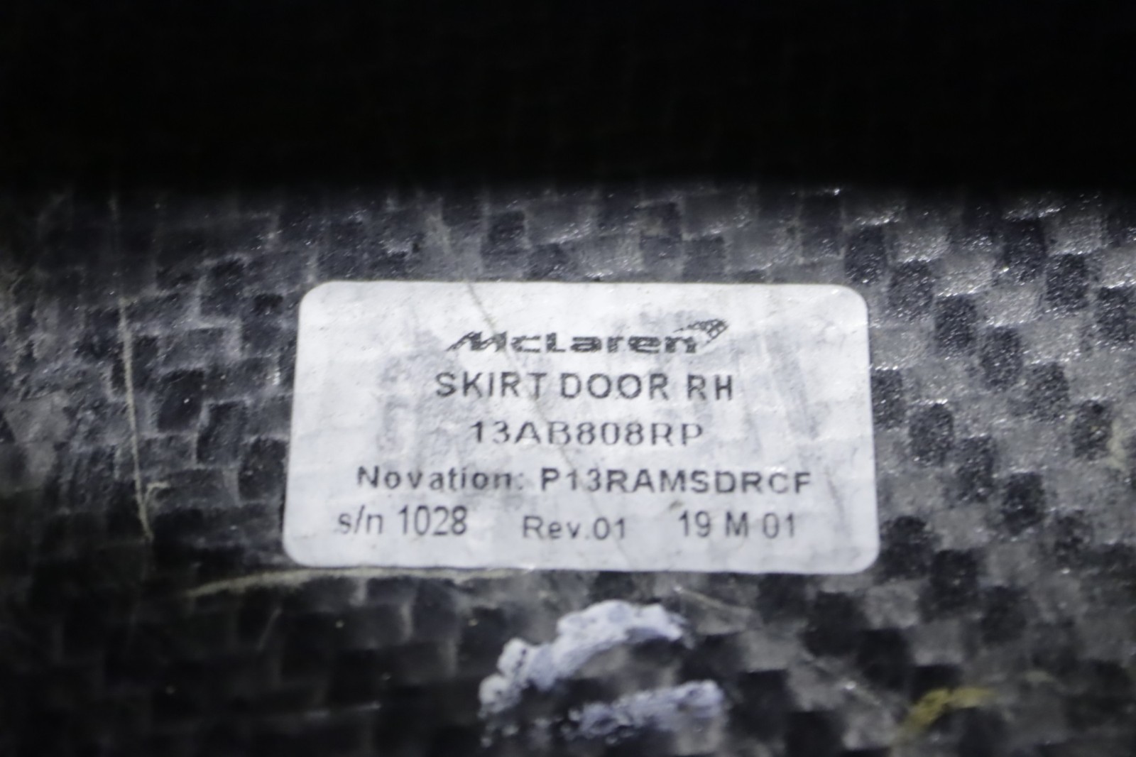 McLaren 600LT Spider Right Side Lower Carbon Door Molding Trim 2019 2020 OEM