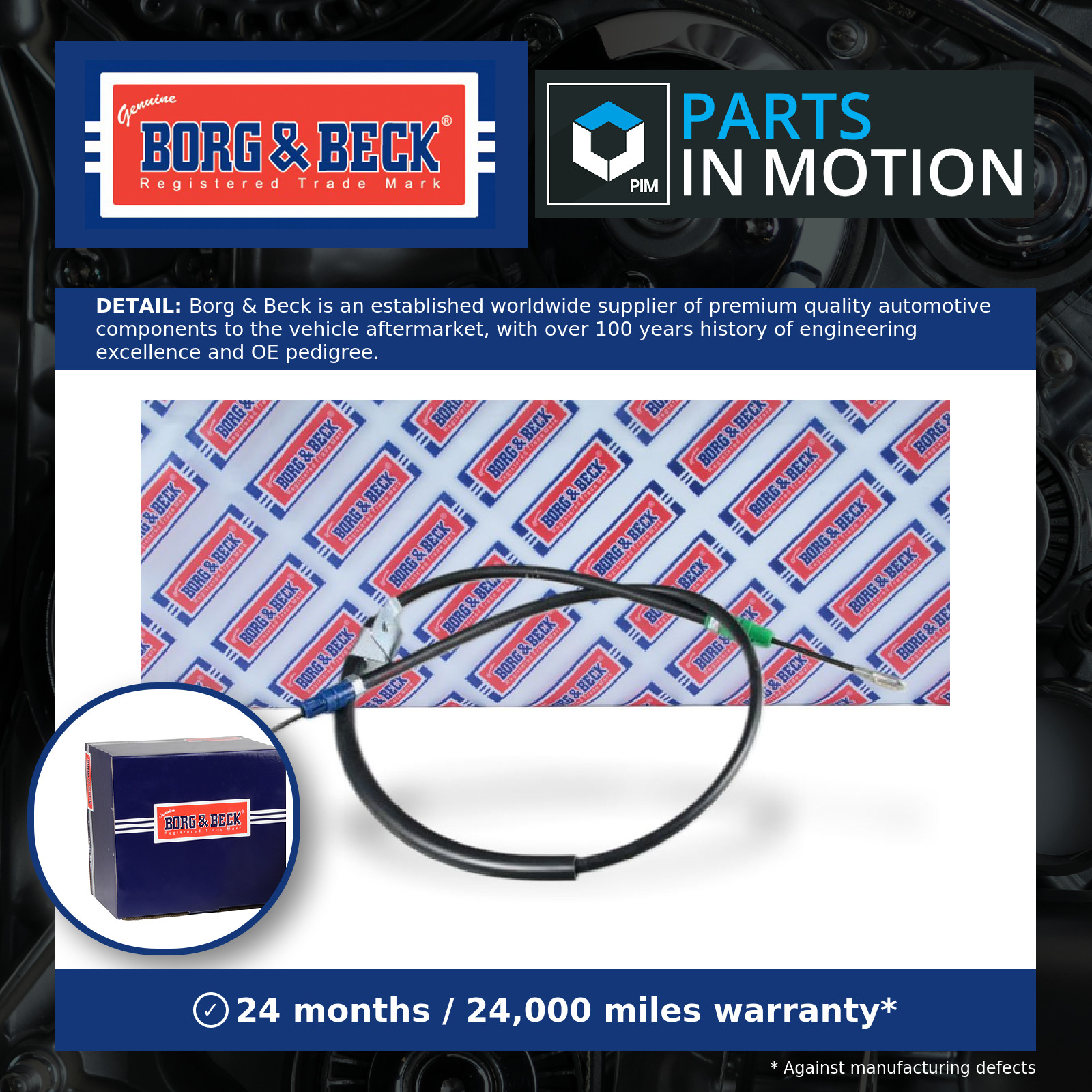 Handbrake Cable Rear Left BKB3856 Borg & Beck Hand Brake Parking 1827668 2162752