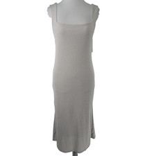 Wild Fable Large Gray Fine Ribbed Stretch Knit Square Neck Bodycon MIDI Dress