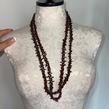 Vintage Womens Necklace Brown Koa Seed Set of 2 Collections