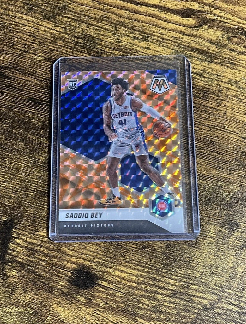 2020-21 Panini Mosaic Saddiq Bey Orange Reactive Prizm #209 Detroit Pistons