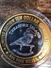 TREASURE ISLAND Casino .999 Silver Strike PARROT Token RARE
