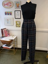 VTG 80s Rare Bogner 100 Virgin Wool Plaid Pants Quiet Luxury Pristine Timeless