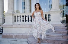 Zimmermann Bowie Pintuck Scarf Dress AU Size 8 US 4 Cream Floral Resort Style