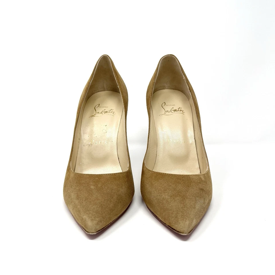 Christian Louboutin Pigalle 100 Tostado Desnudo Marrón Gamuza Tacones Altos Zapatos Bombas 37 7 Foto 4 de 4