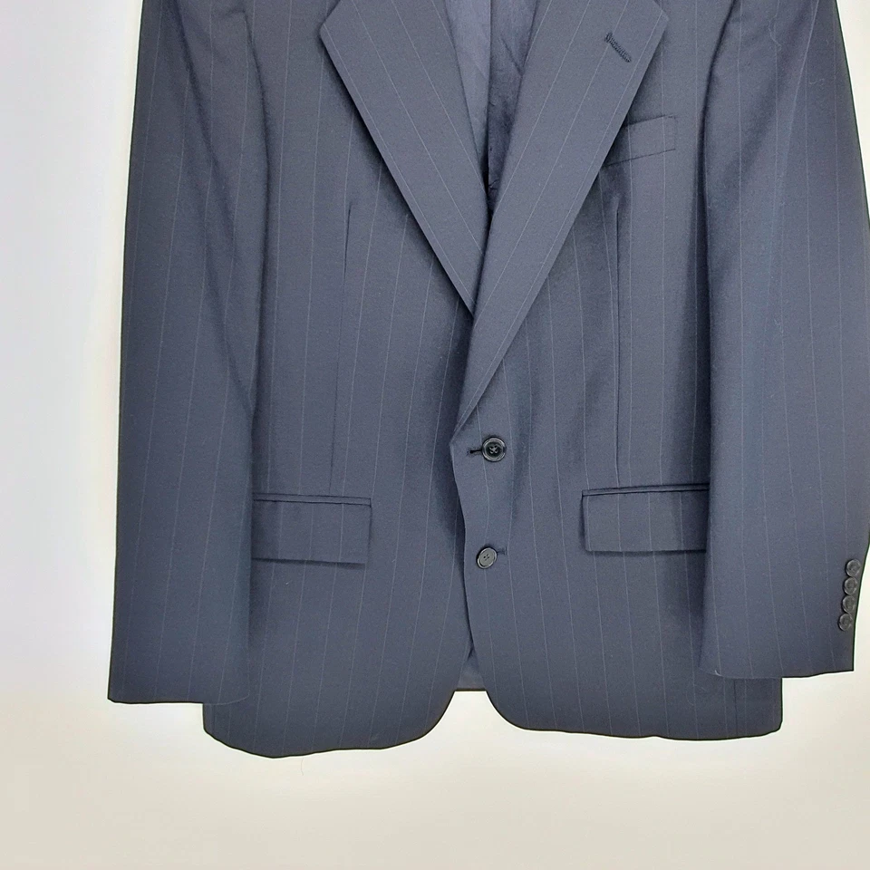 Blazer Traje De Colección Christian Dior Monsieur Para Hombres Azul Marino A Rayas Dos Piezas Talla Años 40 Foto 3 de 4