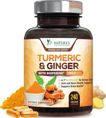 Turmeric Curcumin 95% Curcuminoids with Organic Turmeric & Ginger, 240 Capsules
