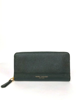 Marc Jacobs Black Zip-Around Women's Wallet with Logo & Credit Card Slots