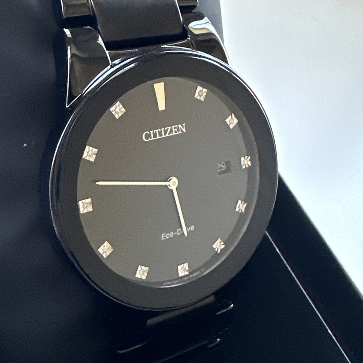 Citizen Eco-Drive Men's Diamond Markers Black Bracelet Watch 40MM