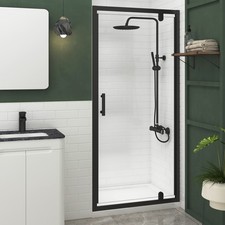 Matt Black Bathroom Pivot Door For Shower Enclosure 900mm-1000mm - 6mm Glass