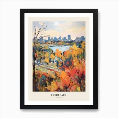 Herbst Stadtpark Gemälde Echo Park gerahmt Wandbild Poster Leinwanddruck Bild