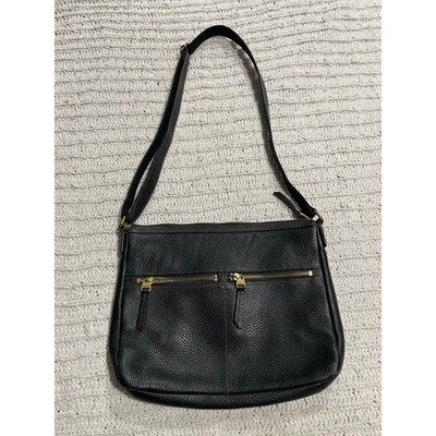 Fossil Elise Handbag Shoulder Bag Purse Pebbled Leather Adjustable Strap Black