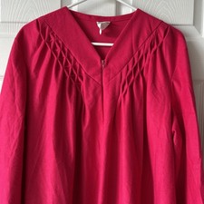 Montgomery Ward Flannel Nightgown 1X Dark Pink Zipper Pockets Tufted Bodice VTG