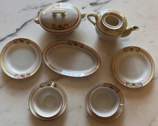 Vintage Full Porcelain Floral Child's China Tea Set Dishes 10 Pieces Japan AS IS