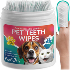 Premium Teeth Cleaning Wipes for Dogs  Cats - 50 Pcs - Pet Dental Care Finger P