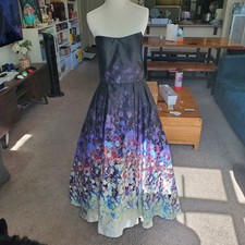 Betsy  Adam Long Floral Print Strapless Hi-Low Ballgown Size 14 Prom MSRP 319